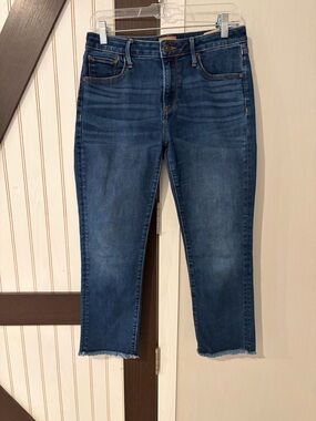 Driftwood Candace Crop Jeans Womens 28 Blue raw Hem Stretch Denim Classic